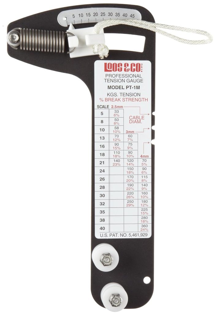 Loos Co. - 04.573.01 Sailboat Rigging Tension Gauge, PT-1M Professional Metric Hands-Free Force Gauge, Cable Rigs, Wire Rope Standing Rigging for 2.5, 3, and 4 milimeter Cable Diameter, 360 kg