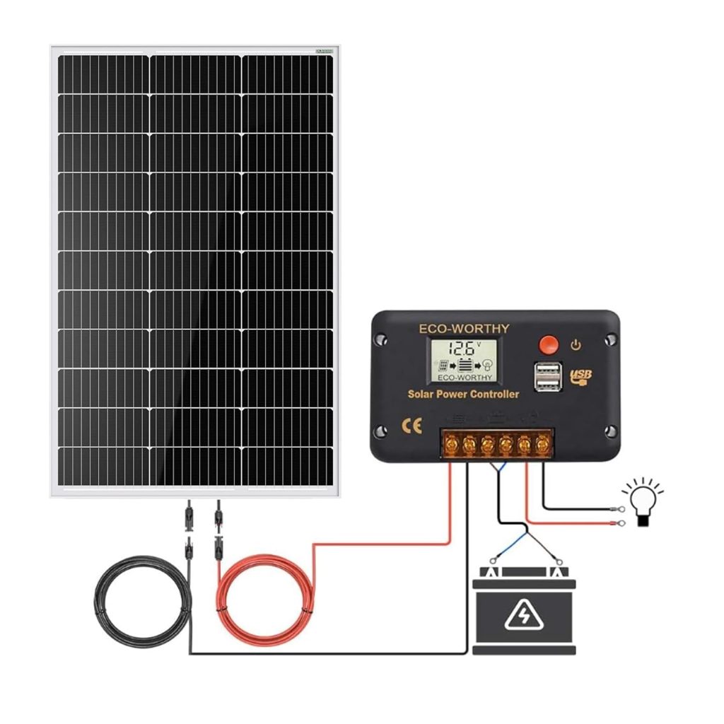 ECO-WORTHY 200 Watts 12 Volt/24 Volt Solar Panel Kit with High Efficiency Monocrystalline Solar Panel and 30A PWM Charge Controller for RV, Camper, Vehicle, Caravan and Other Off Grid Applications