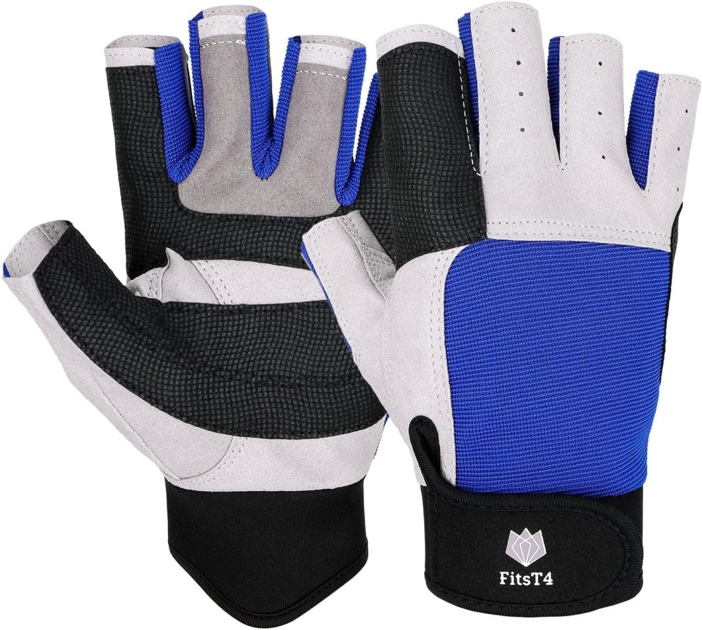 FitsT4 Sports Sailing Gloves 3/4 Finger and Grip Great for Sailing, Yachting, Paddling, Kayaking, Fishing, Dinghying Water Sports for Men and Women