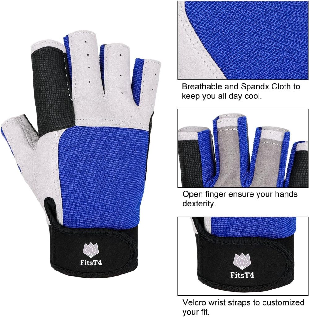 FitsT4 Sports Sailing Gloves 3/4 Finger and Grip Great for Sailing, Yachting, Paddling, Kayaking, Fishing, Dinghying Water Sports for Men and Women