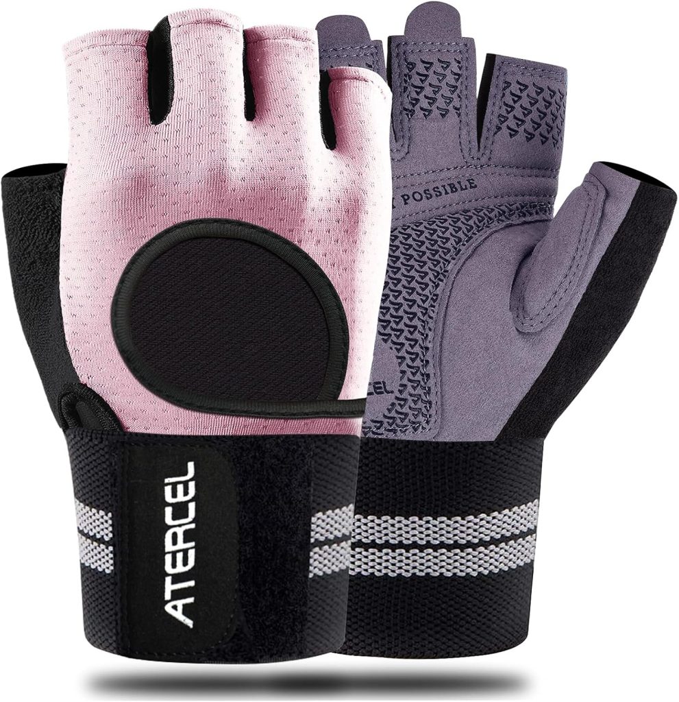 ATERCEL Weight Lifting Gloves Breathable Workout Gloves with Wrist Support for Gym, Exercise, Pull ups, Super Lightweight for Mens and Women, Full Palm Protection