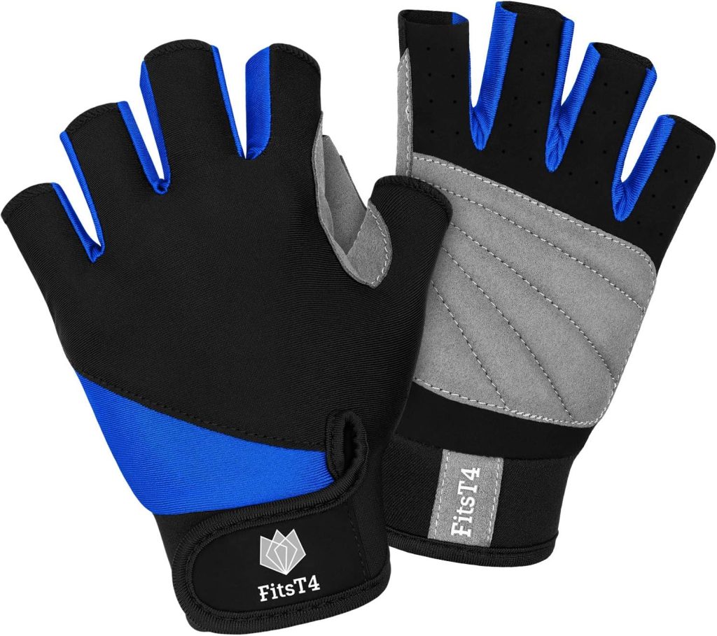 FitsT4 Sports Half Finger Padded Palm Gloves for Diving, Sailing, Jet Skiing, Stand-UP Boarding, Kayaking and Water Skiing, Suitable for MenWomenYouth