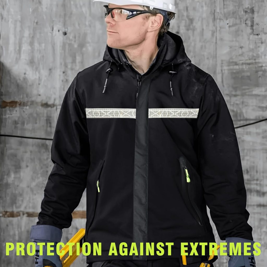 PRO Rain Suit-Waterproof Reflective Jacket Elastic Pants Combo,Lightweight Breathable Foul Weather Gear