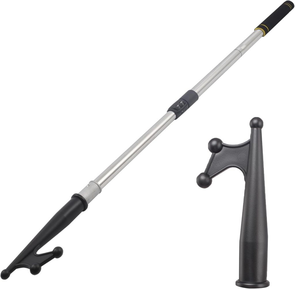 Telescopic Boat Hooks, docking telescopic pole stainless steel reinforced tube retractable and adjustable to hook at will sponge handle non-slip design must-have boat accessories