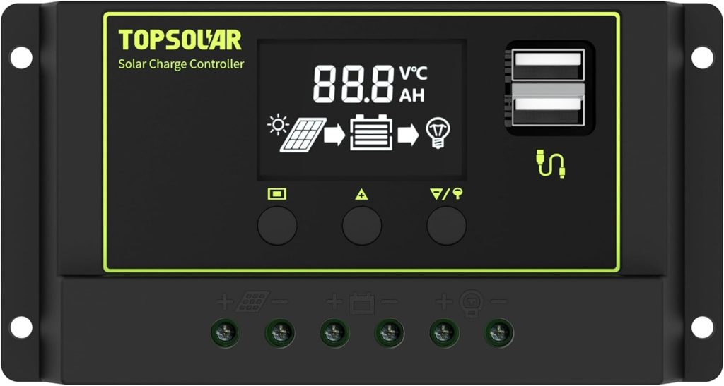 Topsolar Solar Panel Kit 100 Watt 12 Volt Monocrystalline Off Grid System for Homes RV Boat + 30A 12V/24V Solar Charge Controller +Solar Cables + Z-Bracket for Mounting