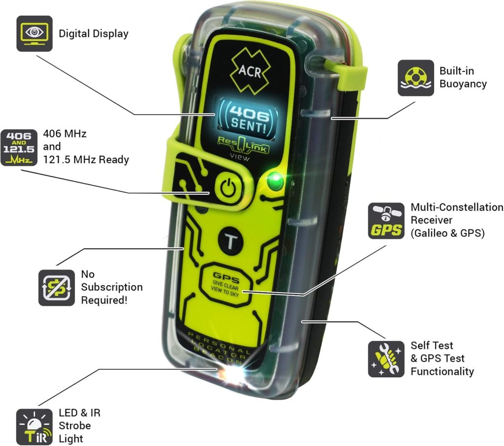 ACR ResQLink View - Buoyant Personal Locator Beacon with GPS for Hiking, Boating and All Outdoor Adventures (Model PLB 425) ACR 2922