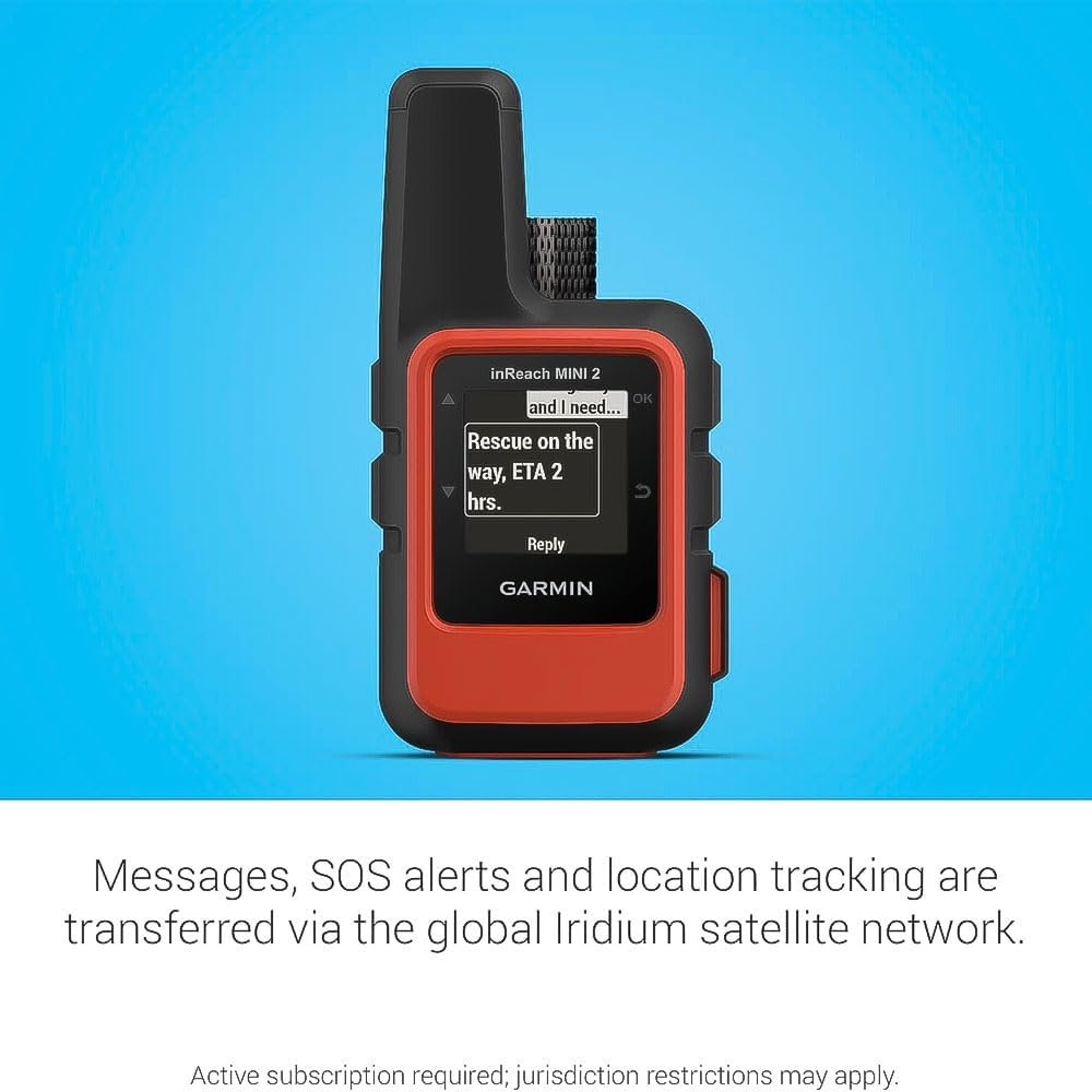 Garmin inReach Mini 2, Lightweight and Compact Satellite Communicator, Hiking Handheld, Orange - 010-02602-00