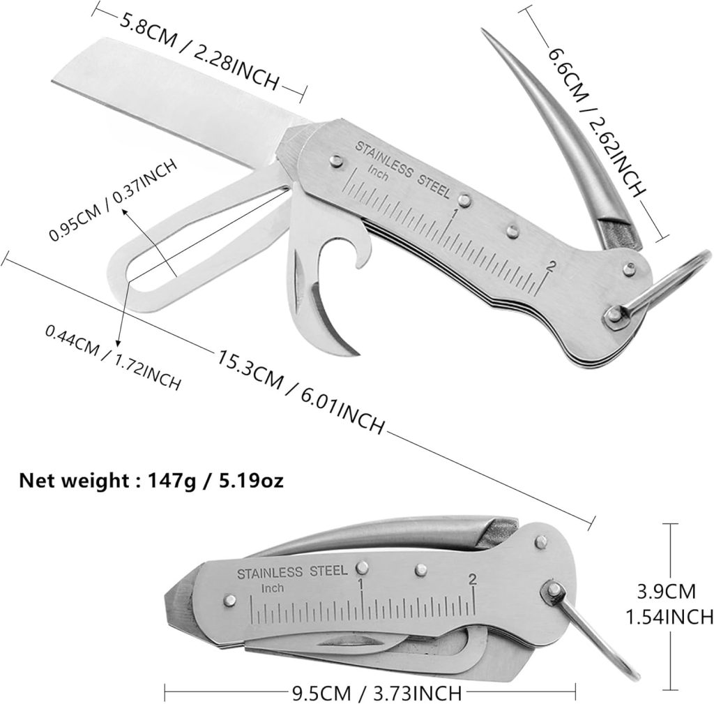 Sailors Survival Knife Pocket Size EDC Multi Tool Swiss Army Skipper Emergency Rigging Tool with Can Opener, Screwdriver, Knife, Wire Stripper for Boating, Sailing, Fishing and Hunting