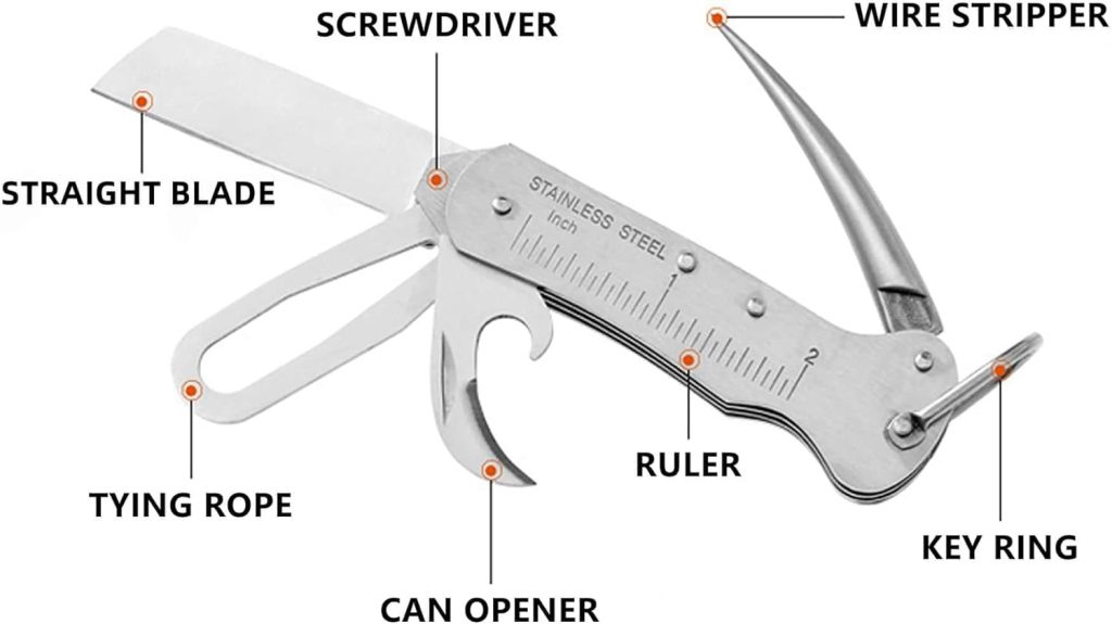 Sailors Survival Knife Pocket Size EDC Multi Tool Swiss Army Skipper Emergency Rigging Tool with Can Opener, Screwdriver, Knife, Wire Stripper for Boating, Sailing, Fishing and Hunting