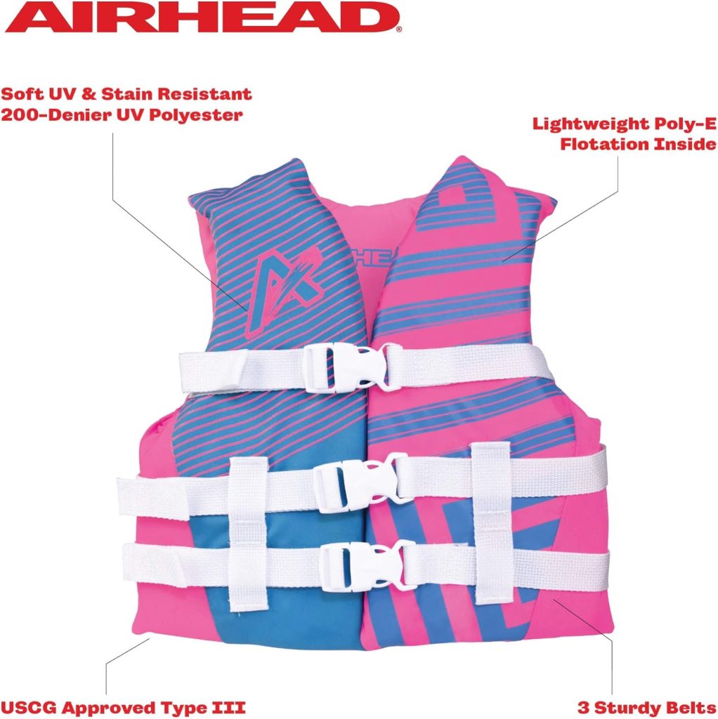 Airhead Trend Life Jacket, Coast Guard Approved, Mens, Womens and Youth Sizes