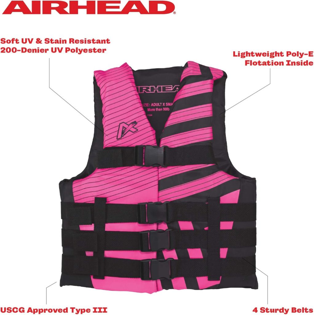 Airhead Trend Life Jacket, Coast Guard Approved, Mens, Womens and Youth Sizes