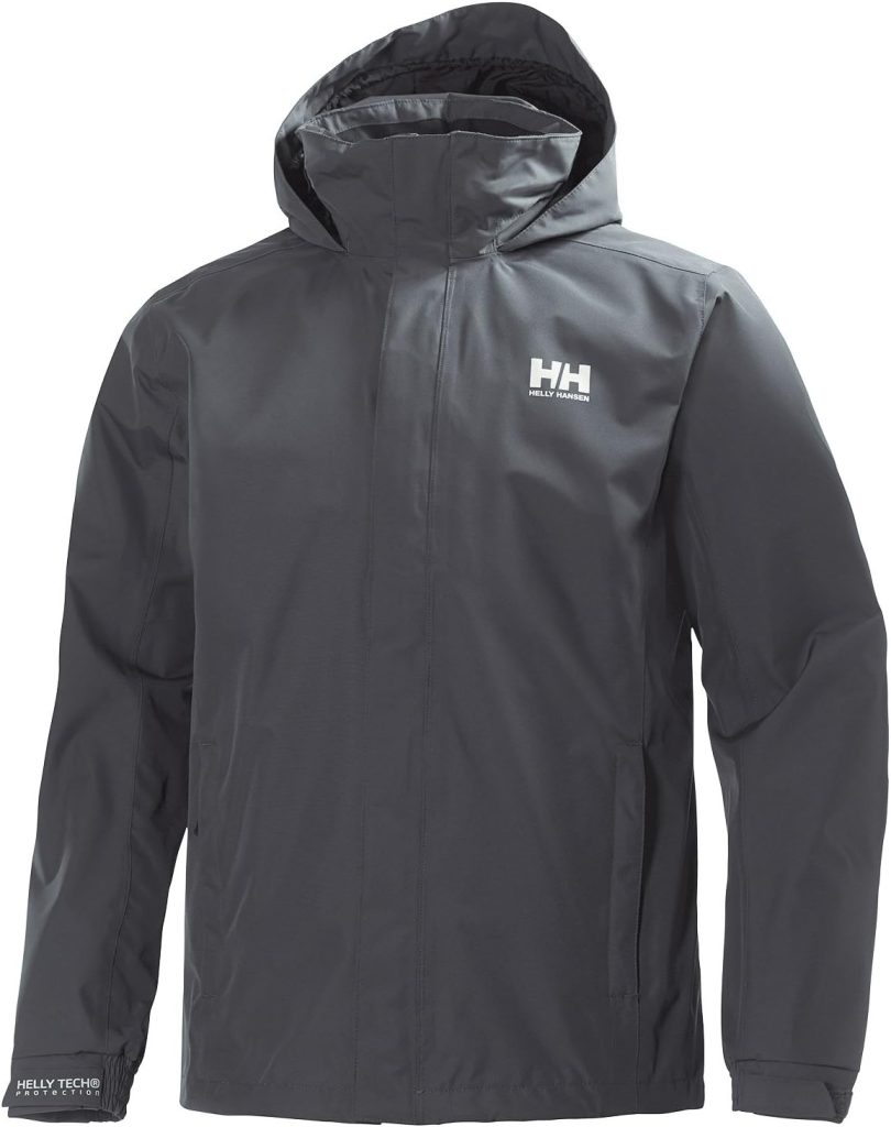 Helly Hansen Mens Dubliner Jacket Waterproof, Windproof, Breathable Shell Rain Coat with Packable Hood