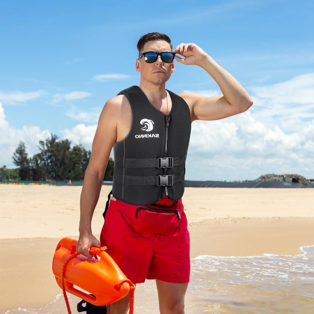 huraty Water Kayaking Jacket for Adults and Kids, Buoyancy Swimsuit Boating Fishing Waistcoat Zipper Closure, Unisex Outdoor Water Sports Vests