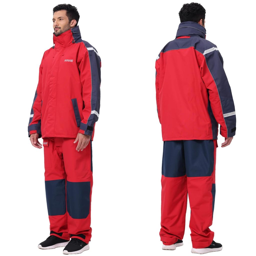 Mens Coastal Sailing JacketBib Pants Combo-Waterproof, Breathable Offshore Hard Shell, Durable Gear