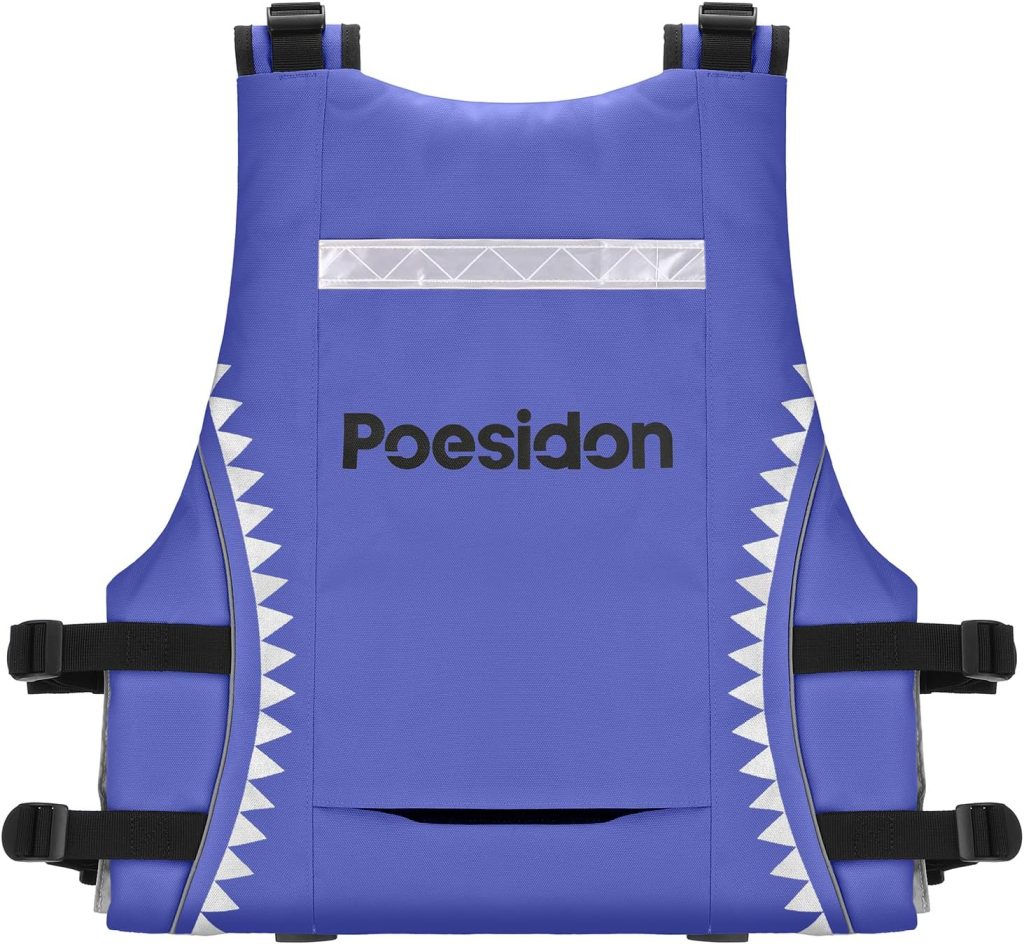 Poseidon Adjustable Water Safety Life Jacket - Classic Unisex Design with Front/Rear Storage Compartments for Multiple Water Activities