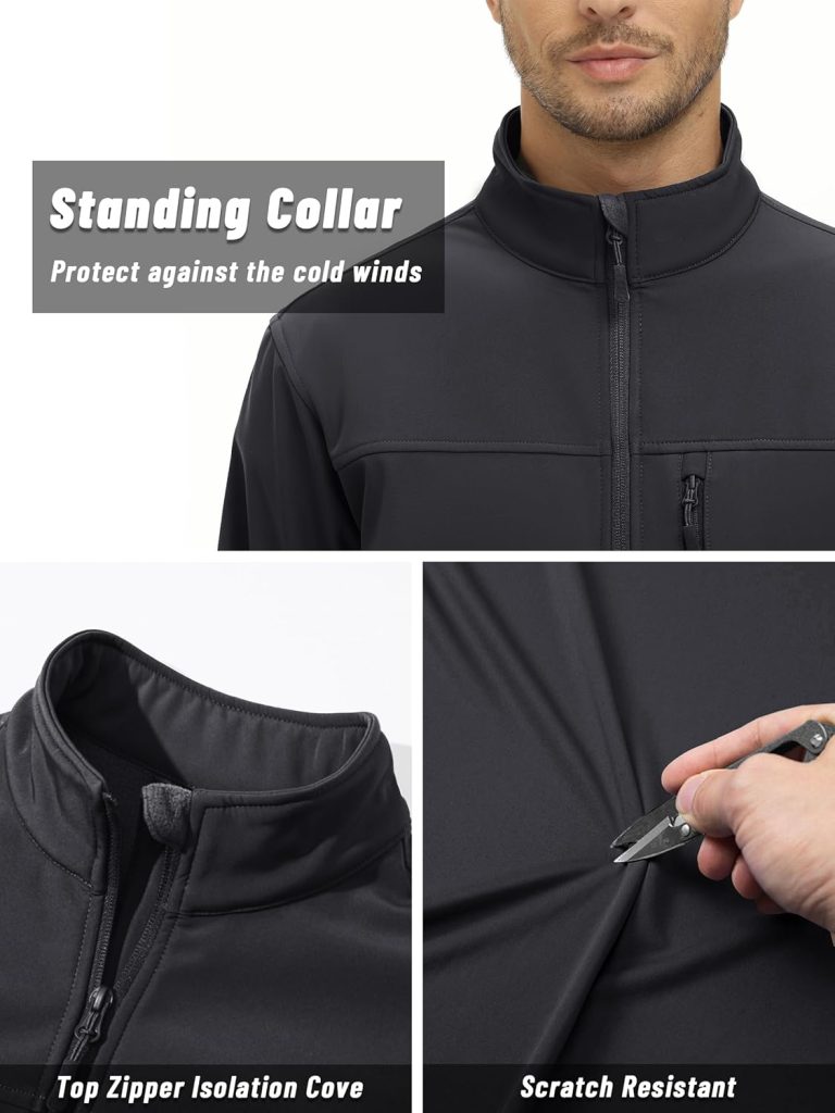 TACVASEN Mens Lightweight Softshell Jacket Fleece Lined Waterproof Tactical Soft Shell Rain Coats Windbreaker Outdoor