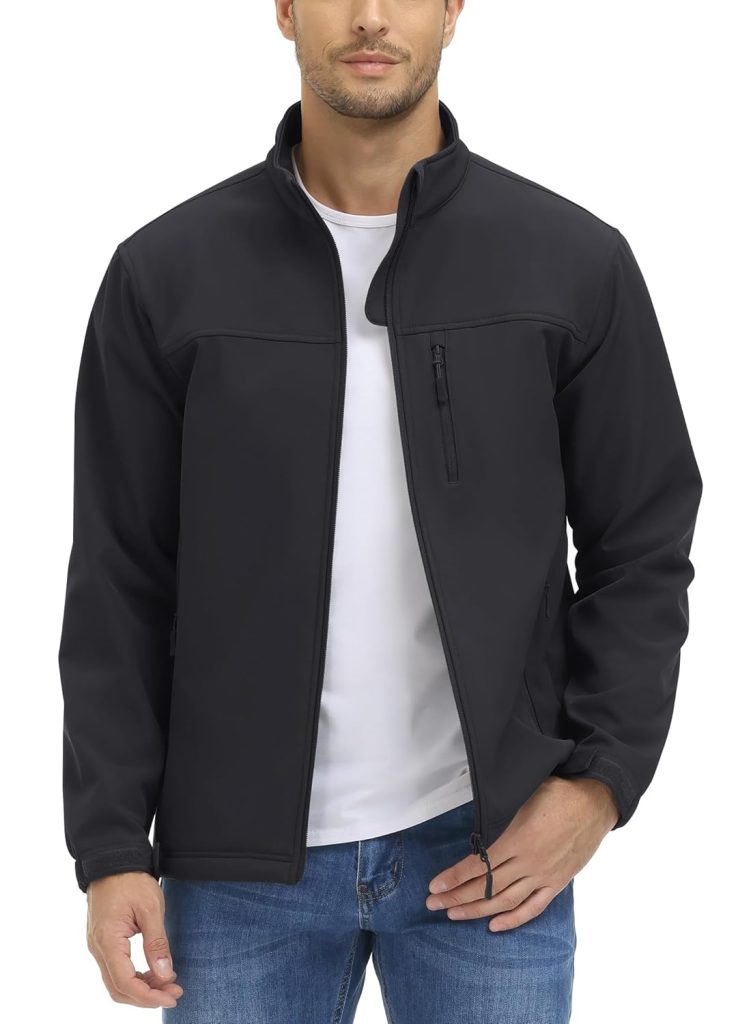TACVASEN Mens Lightweight Softshell Jacket Fleece Lined Waterproof Tactical Soft Shell Rain Coats Windbreaker Outdoor