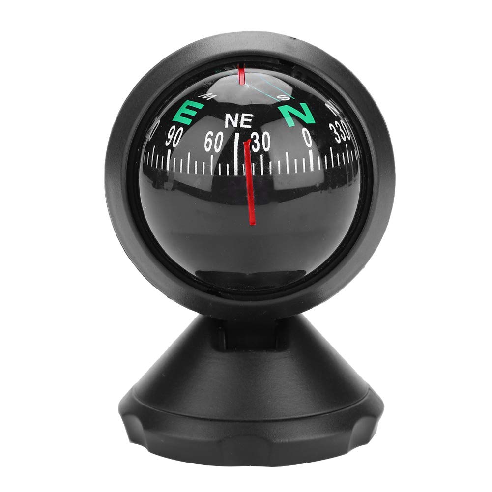 Black Adjustable Ball Night Vision Compass Boat Compass Dash Mount, Adjustable Dash Car Compass for Car Marine Boat Ship