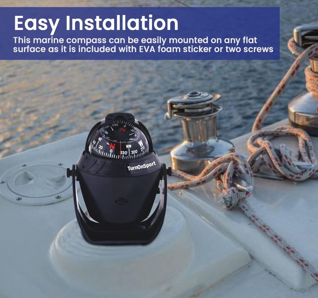 Boat Compass Dash Mount Flush - Boating Compass Dashboard Suction - Navigation Marine Compass Boats Surface Mount - Illuminated Dashboard Compass Ship - Electronic Sea Compass