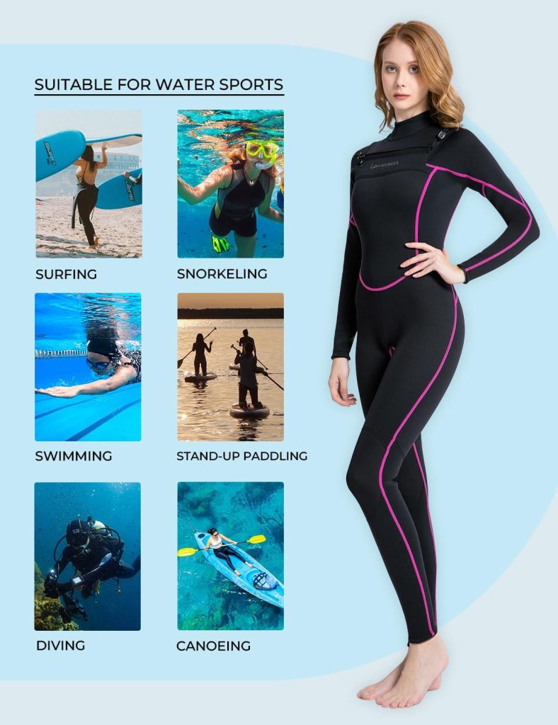 Lemorecn Mens Wetsuit 3/2mm and 5/4mm,Full Wetsuits for Men and Women,Wetsuits for Diving Snorkeling Surfing Swimming
